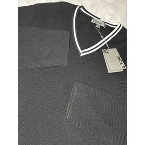 G/FORE Golf‎ Sweater XL Men Onyx Black Waffle Knit Merino Wool V-Neck NWT $295